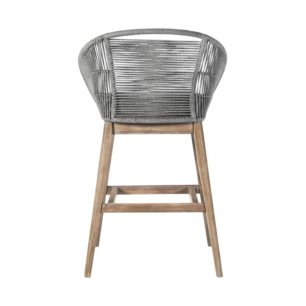 Bar Height Bar Stool in Light Eucalyptus Wood with Grey Rope. Picture 3