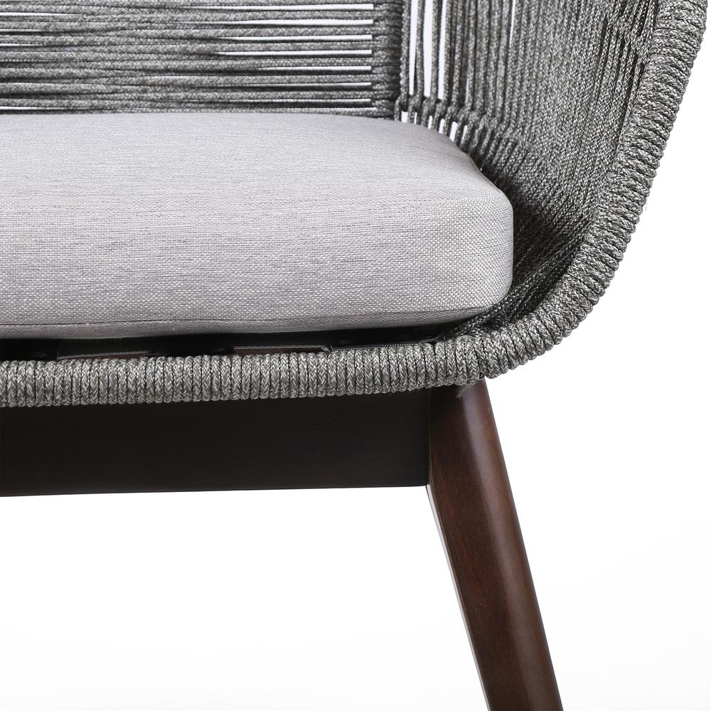 Dining Chair in Dark Eucalyptus Wood with Grey Rope and Grey Cushion. Picture 4