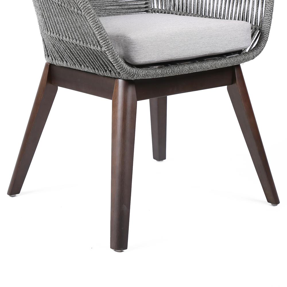 Dining Chair in Dark Eucalyptus Wood with Grey Rope and Grey Cushion. Picture 5