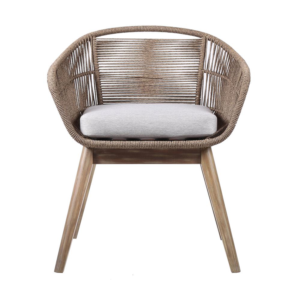 Dining Chair in Light Eucalyptus Wood with Truffle Rope and Grey Cushion. Picture 1