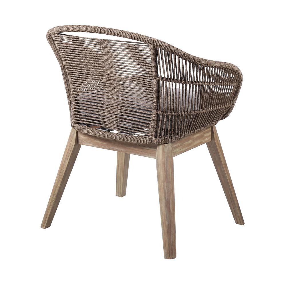 Dining Chair in Light Eucalyptus Wood with Truffle Rope and Grey Cushion. Picture 2