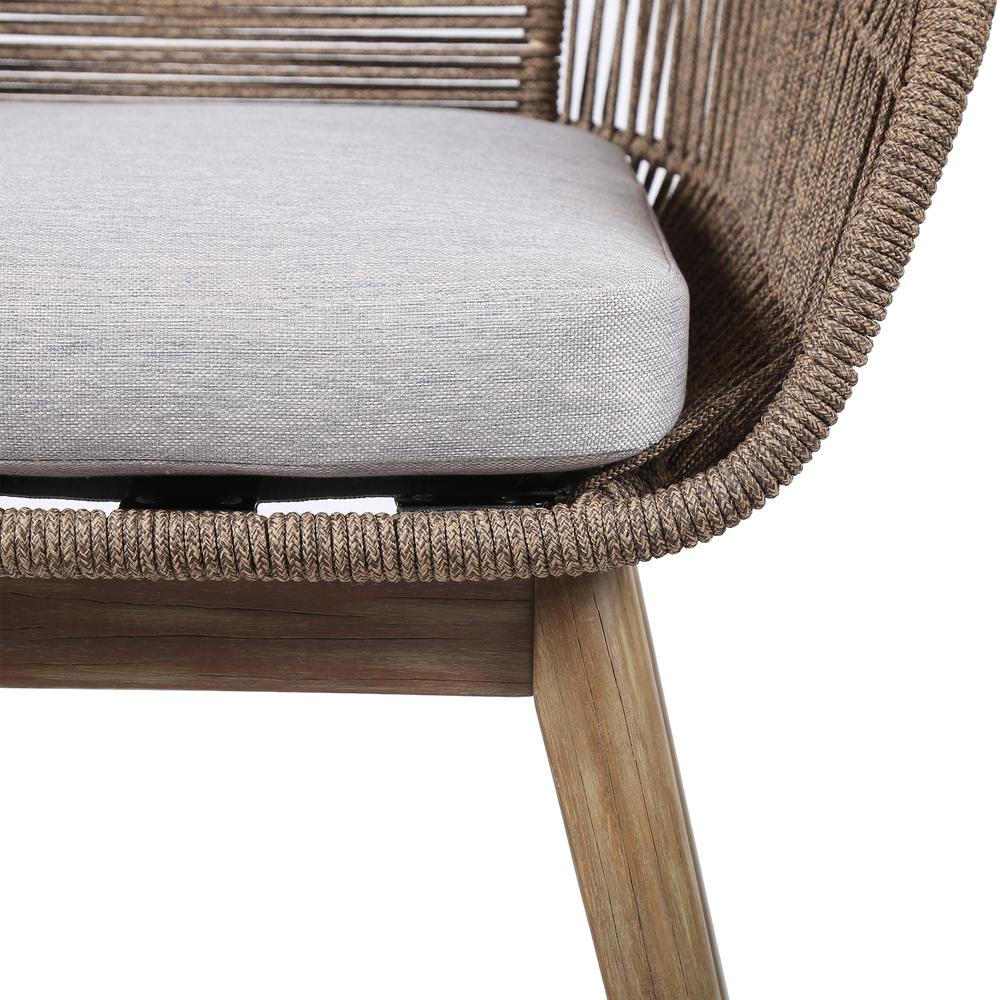 Dining Chair in Light Eucalyptus Wood with Truffle Rope and Grey Cushion. Picture 4