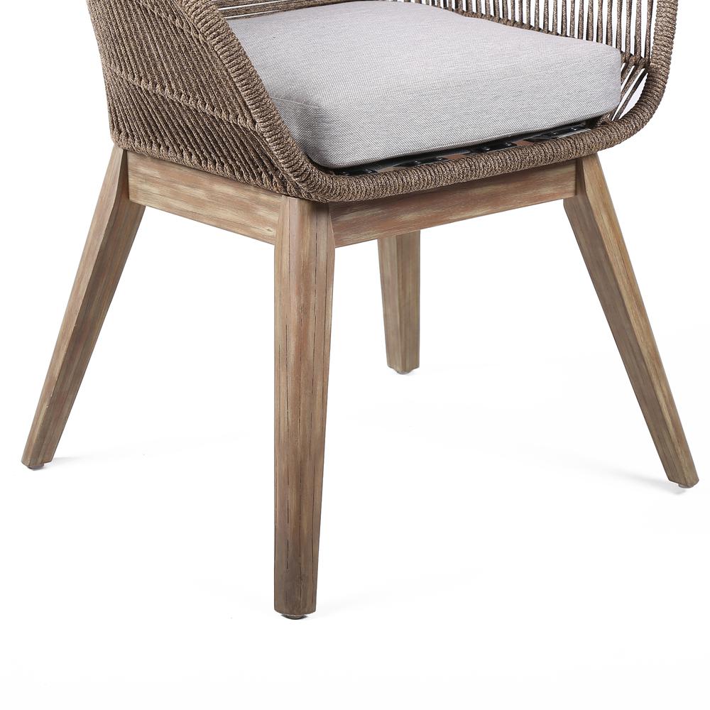 Dining Chair in Light Eucalyptus Wood with Truffle Rope and Grey Cushion. Picture 5