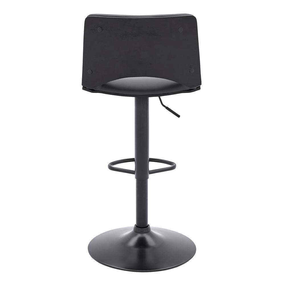 Thierry Adjustable Swivel Gray Faux Leather and Black Metal Bar Stool. Picture 5