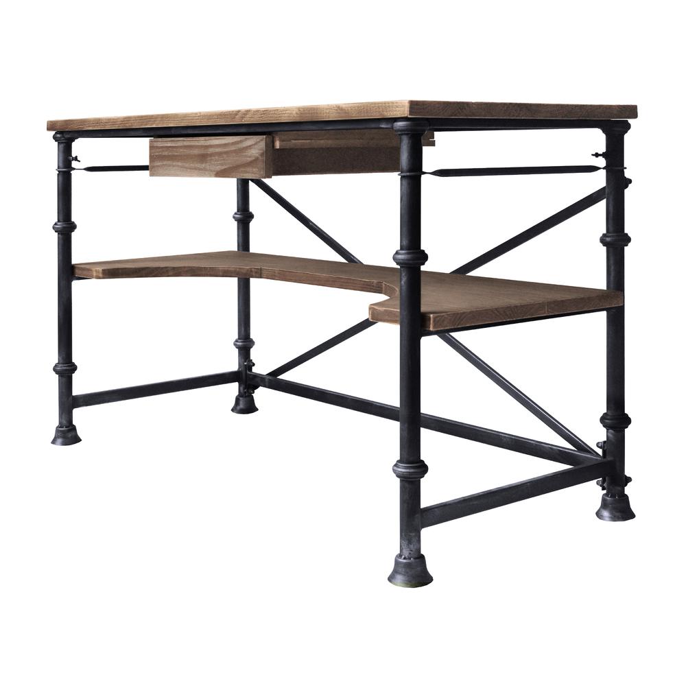 Theo Industrial Desk in Industrial Grey and Pine Wood Top. The main picture.