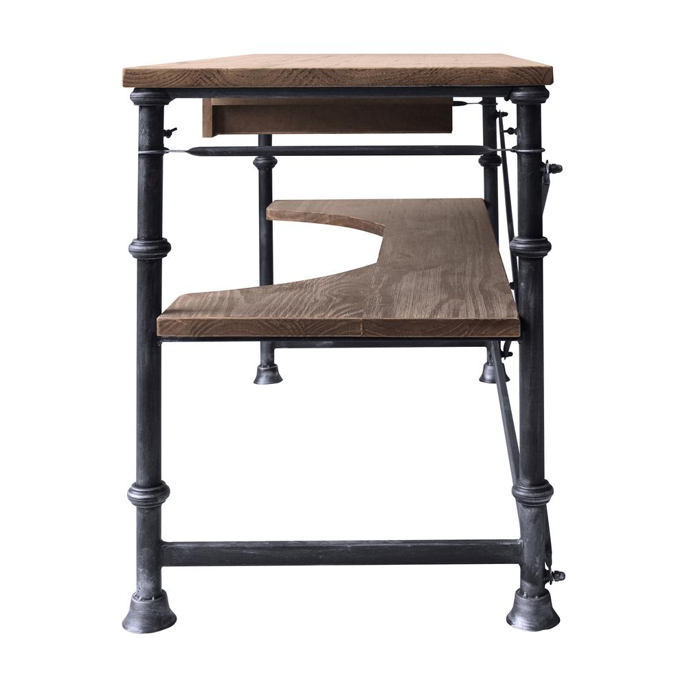Theo Industrial Desk in Industrial Grey and Pine Wood Top. Picture 3