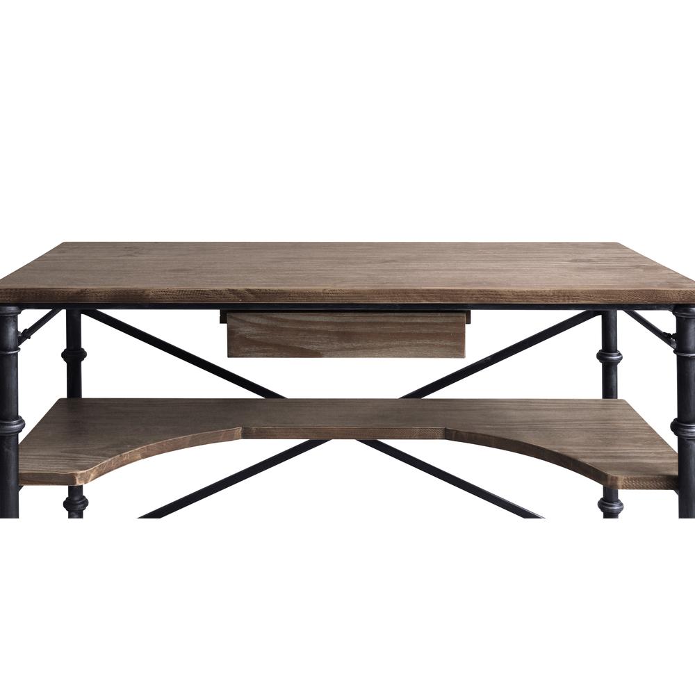 Theo Industrial Desk in Industrial Grey and Pine Wood Top. Picture 5