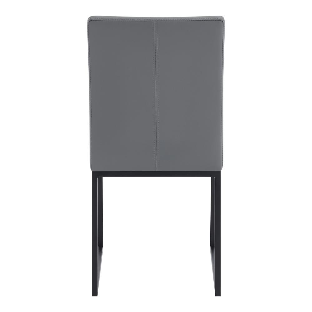 Contemporary Dining Chair in Matte Black Finish and Grey Faux Leather - Set of 2. Picture 5