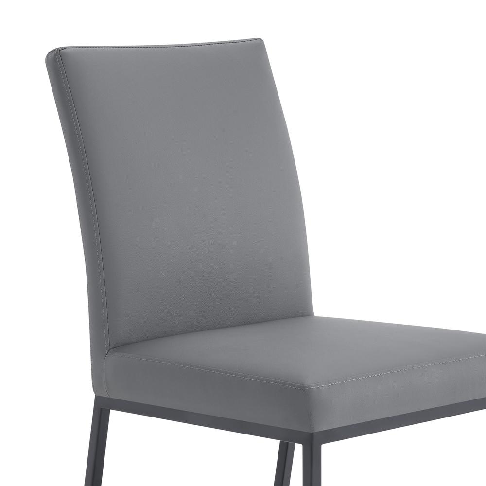 Contemporary Dining Chair in Matte Black Finish and Grey Faux Leather - Set of 2. Picture 6