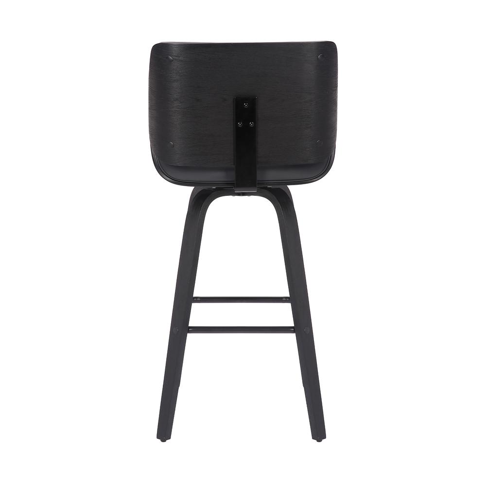 Tyler 26" Counter Height Swivel Grey Faux Leather and Black Wood Bar Stool. Picture 5