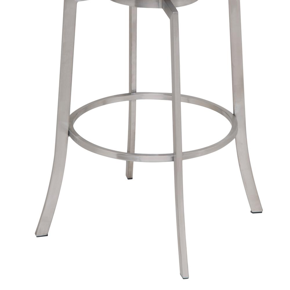 30" Bar Height Swivel Barstool in Brushed Stainless Steel finish with Black Faux Leather. Picture 3