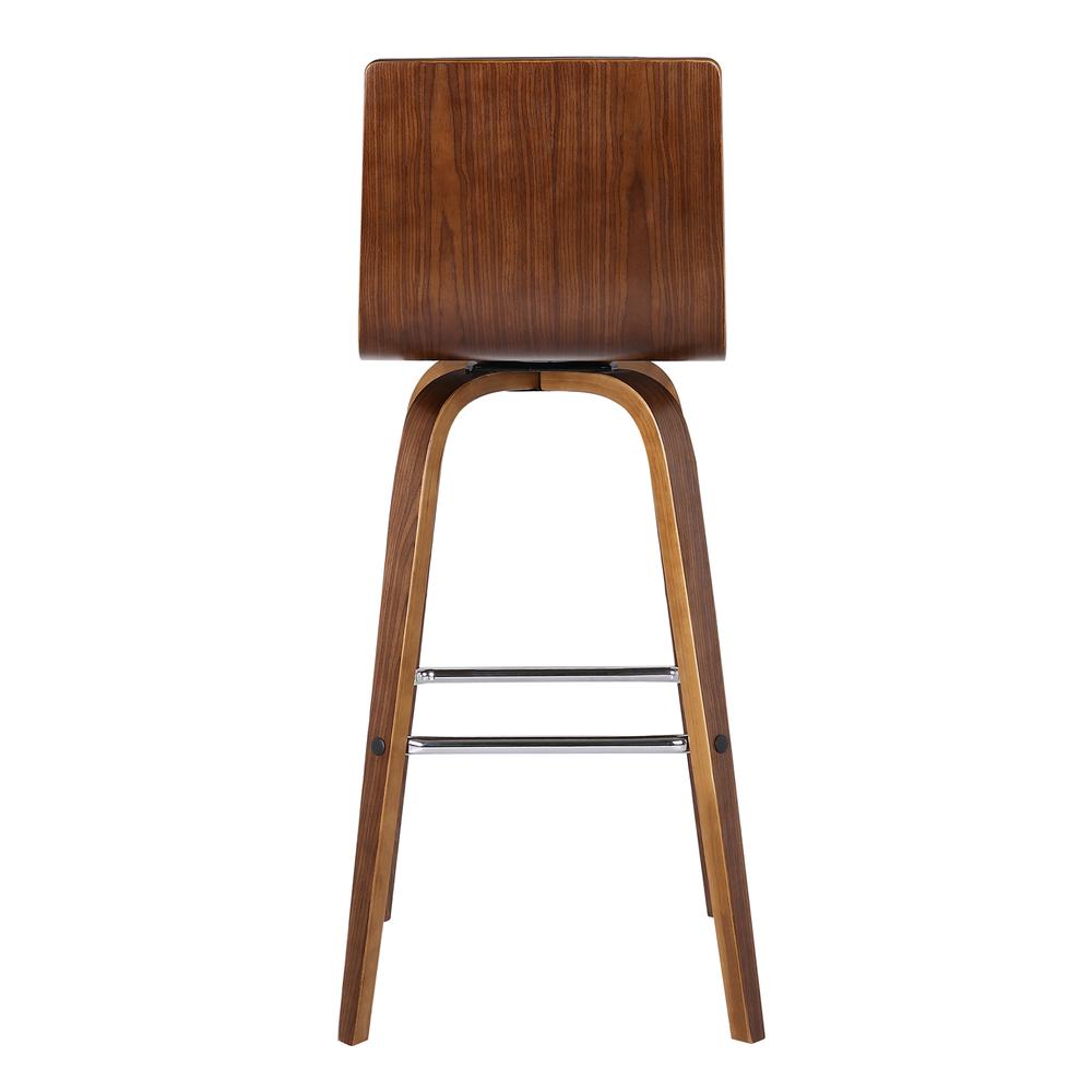 30" Bar Height Barstool in Walnut Wood Finish - Brown Faux Leather. Picture 2