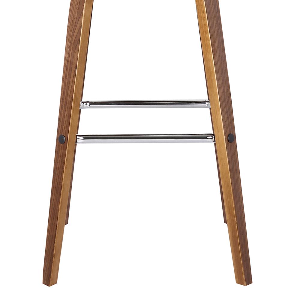 30" Bar Height Barstool in Walnut Wood Finish - Brown Faux Leather. Picture 6