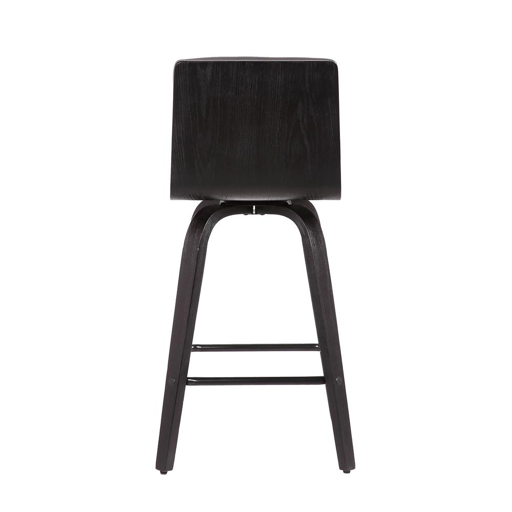 Vienna 26" Counter Height Barstool in Black Brushed Wood Finish with Grey Faux Leather. Picture 2