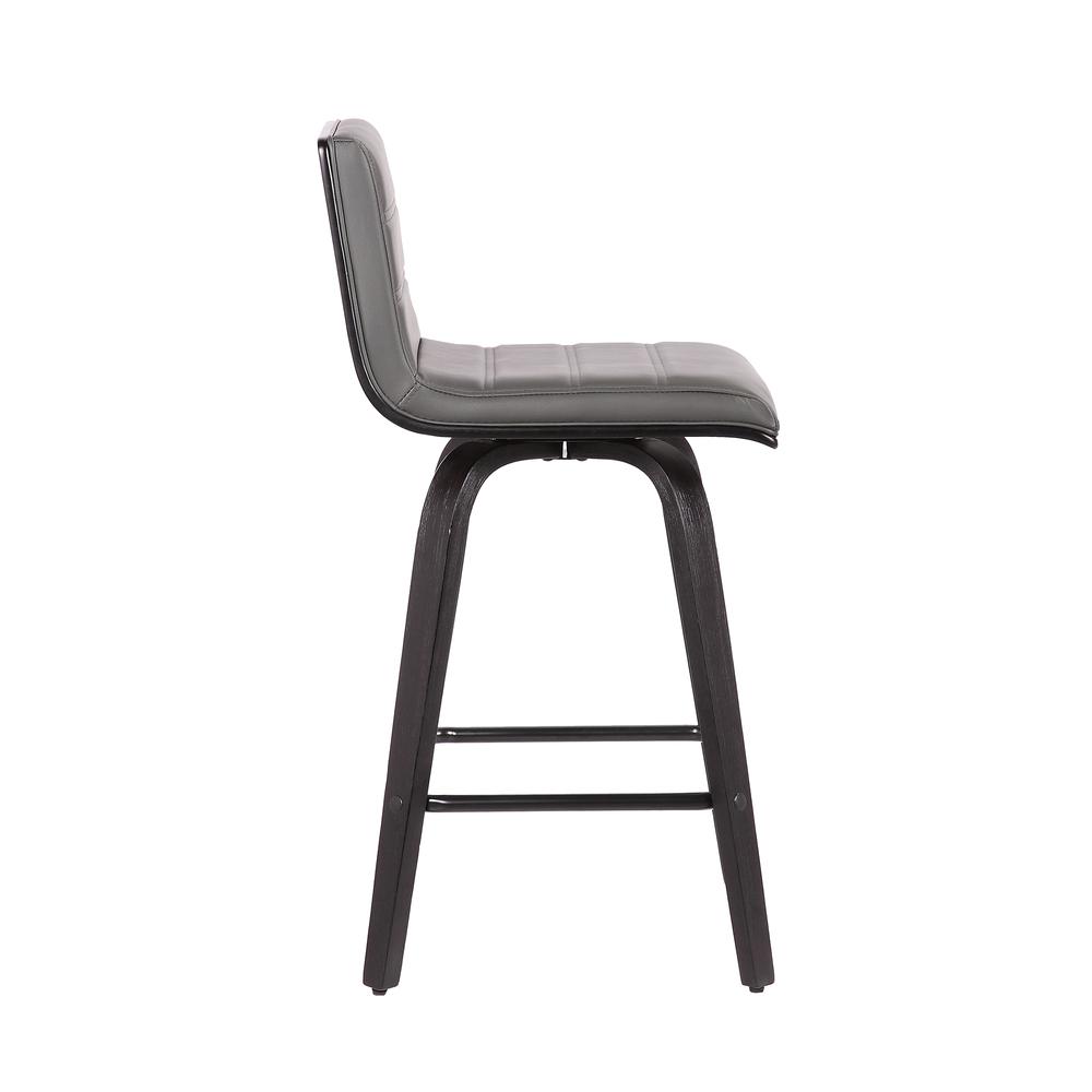 Vienna 26" Counter Height Barstool in Black Brushed Wood Finish with Grey Faux Leather. Picture 3