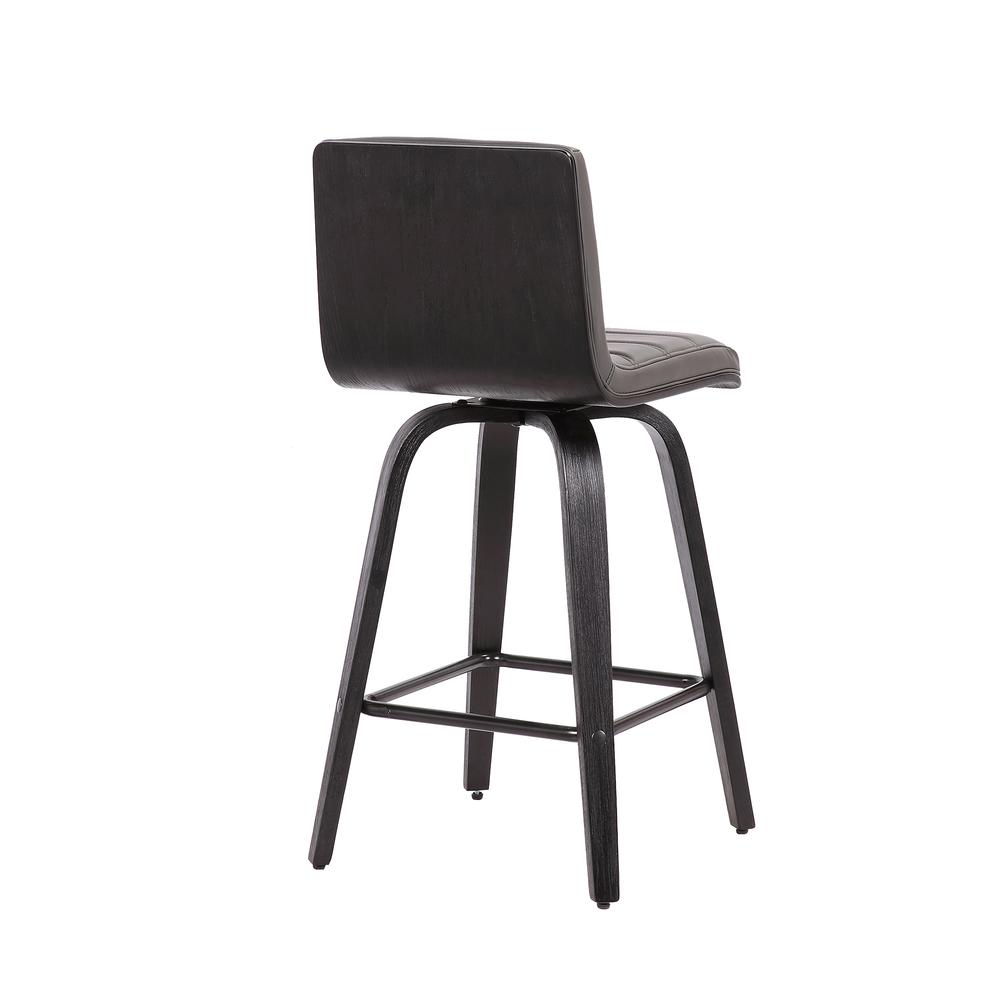 Vienna 26" Counter Height Barstool in Black Brushed Wood Finish with Grey Faux Leather. Picture 4