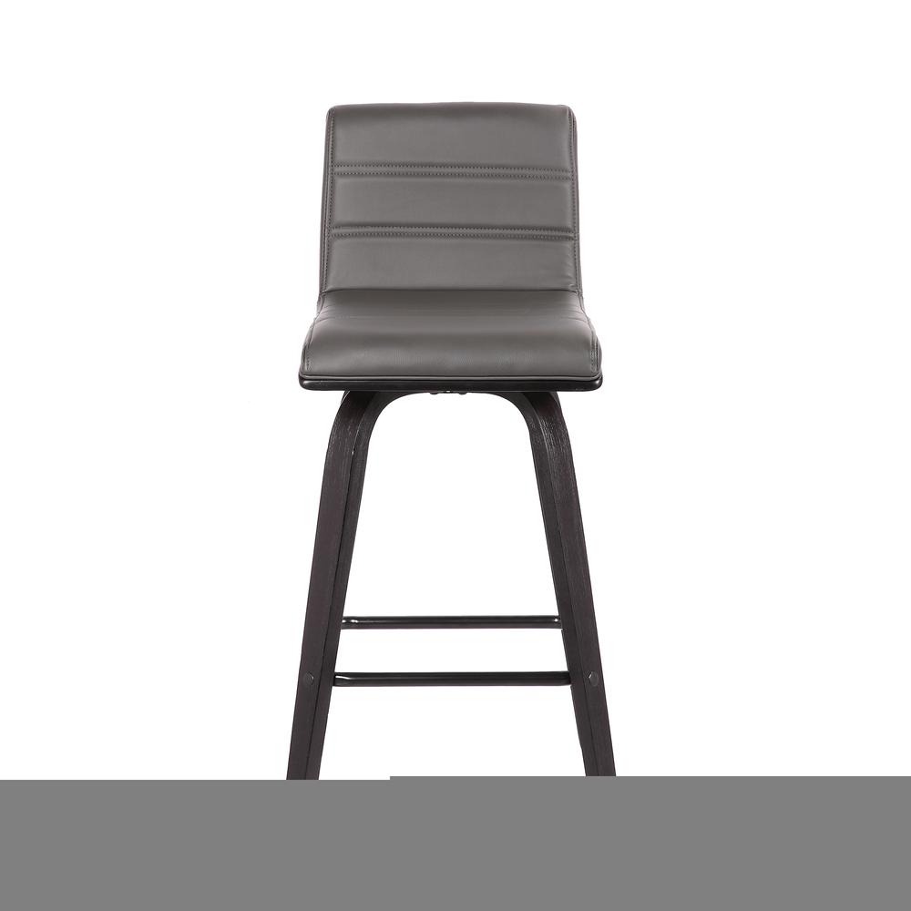Vienna 26" Counter Height Barstool in Black Brushed Wood Finish with Grey Faux Leather. Picture 5