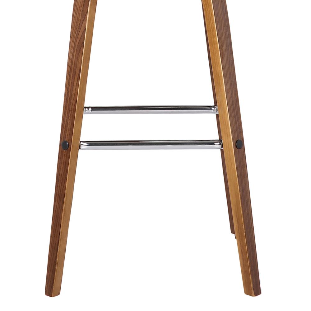 26" Counter Height Barstool in Walnut Wood Finish with Grey Faux Leather. Picture 6