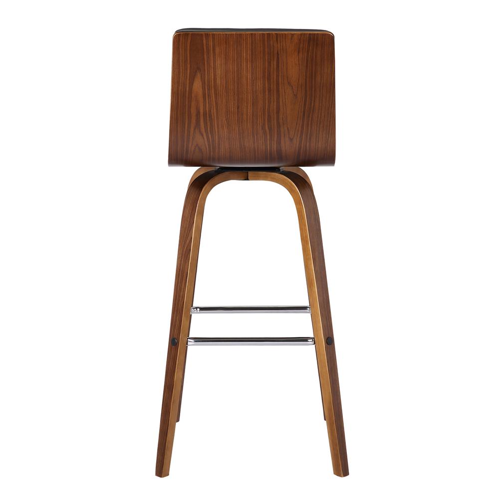Armen Living Vienna 30" Bar Height Barstool in Walnut Wood Finish with Grey Faux Leather. Picture 2