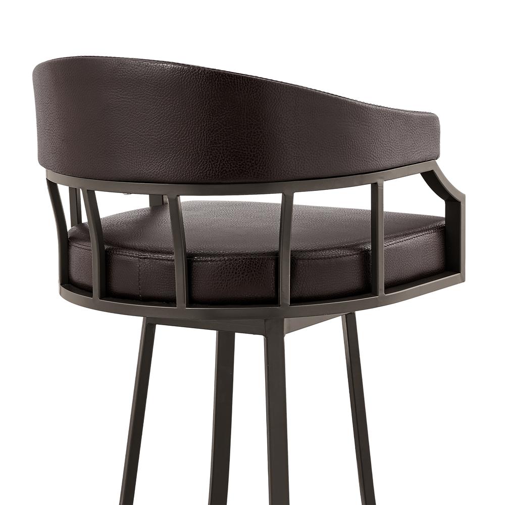 Swivel Brown Faux Leather and Java Brown Metal Bar Stool. Picture 7