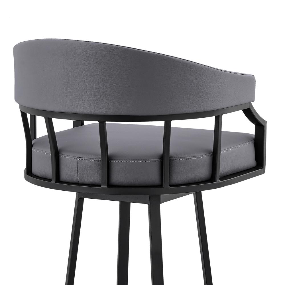 Swivel Slate Grey Faux Leather and Black Metal Bar Stool. Picture 7