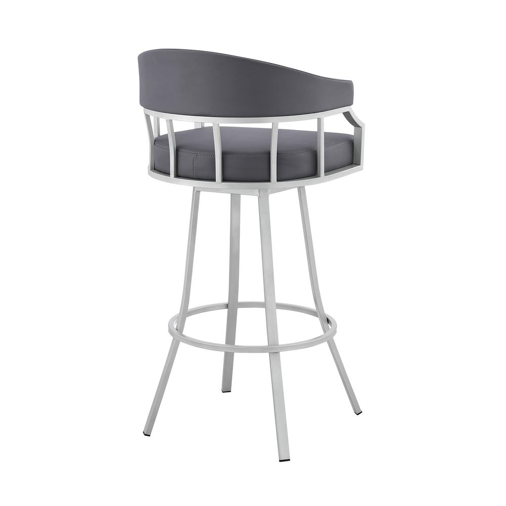 Swivel Slate Grey Faux Leather and Silver Metal Bar Stool. Picture 4