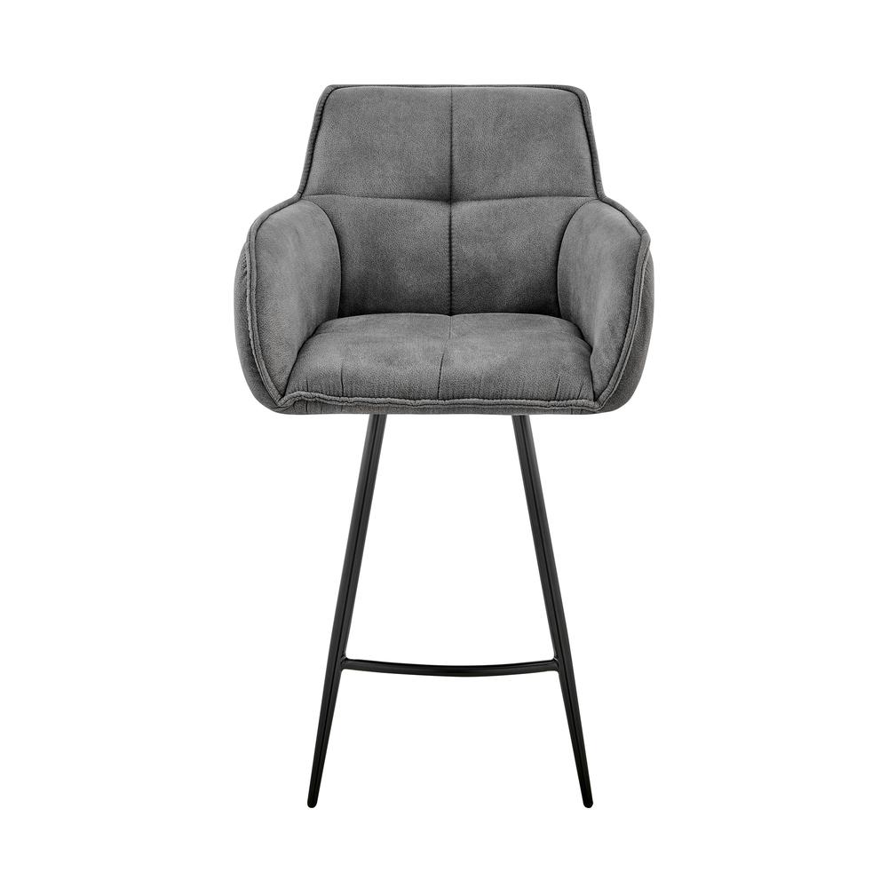 Verona 26" Counter Height Bar Stool in Charcoal Fabric and Black Finish. The main picture.
