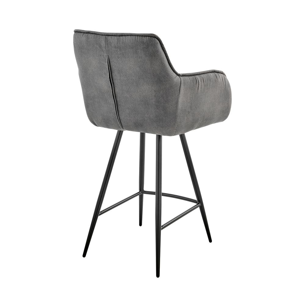 Verona 26" Counter Height Bar Stool in Charcoal Fabric and Black Finish. Picture 3