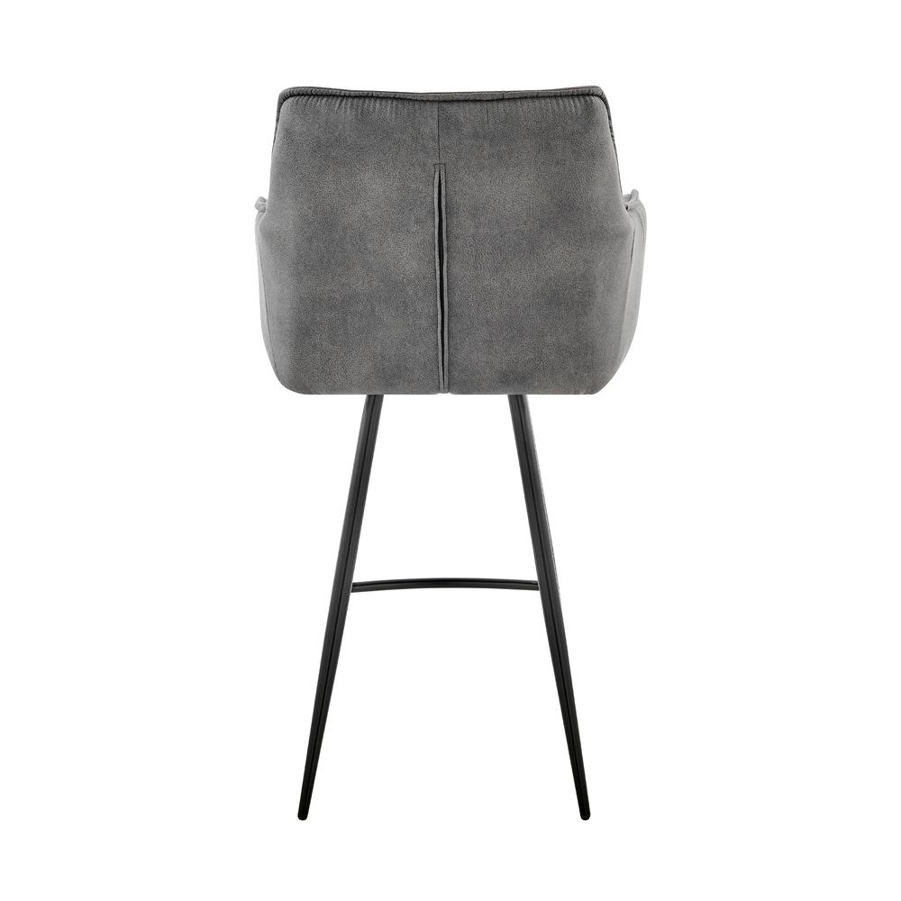 Verona 26" Counter Height Bar Stool in Charcoal Fabric and Black Finish. Picture 4