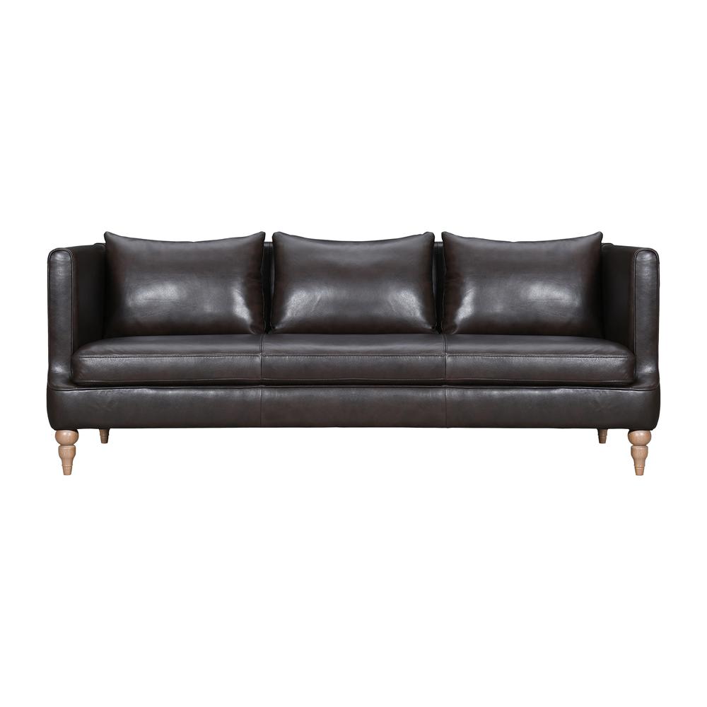 Vincenza 85" Dark Brown Leather Sofa. Picture 1