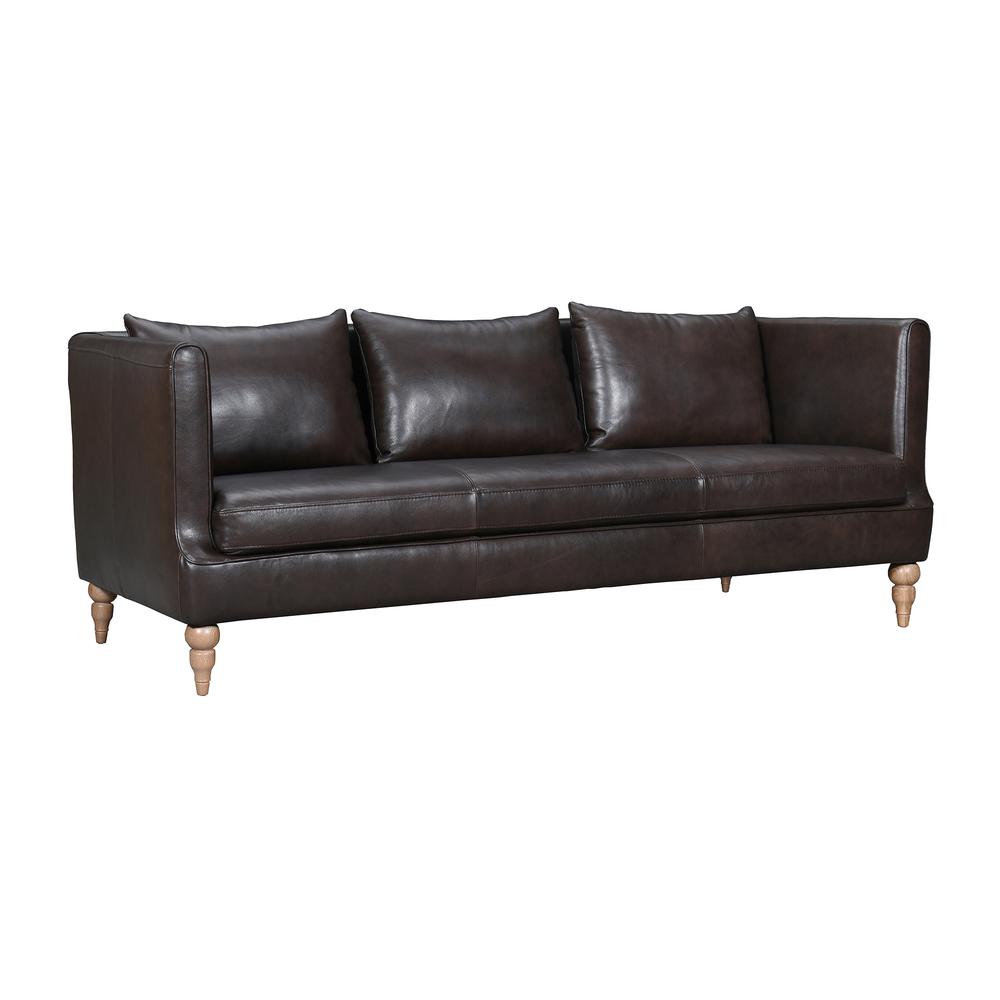 Vincenza 85" Dark Brown Leather Sofa. Picture 2