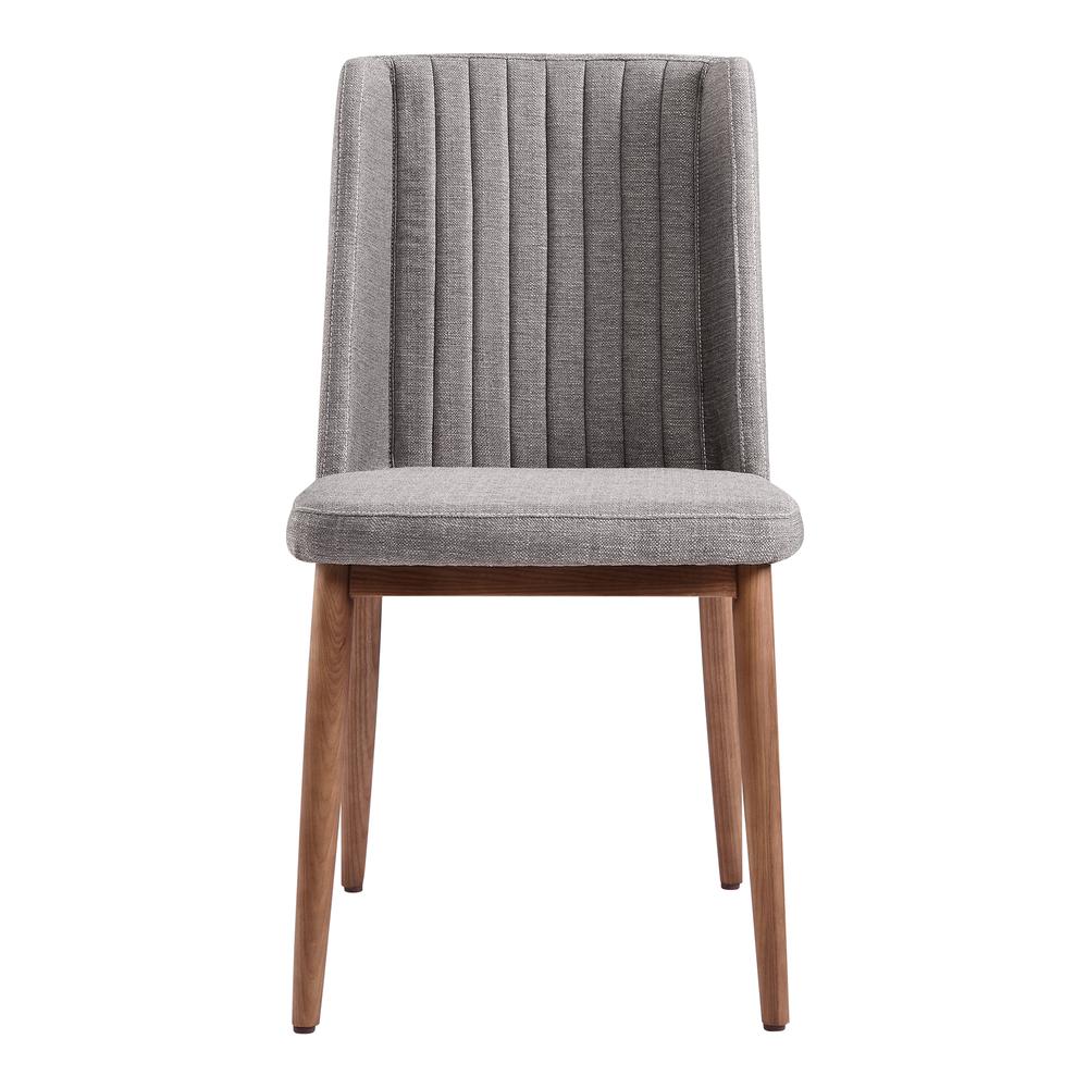 Wade Mid-Century Dining Chair in Walnut Finish and Gray Fabric - Set of 2. Picture 2