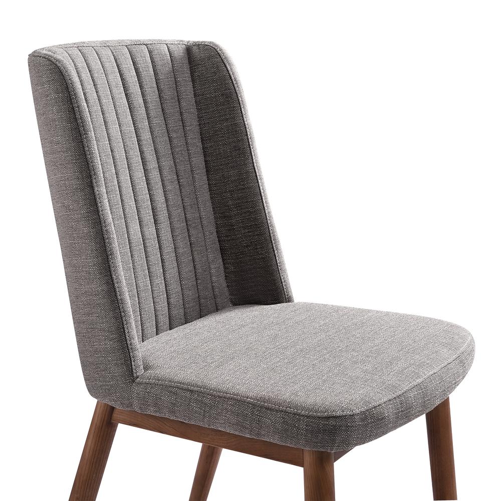 Wade Mid-Century Dining Chair in Walnut Finish and Gray Fabric - Set of 2. Picture 4