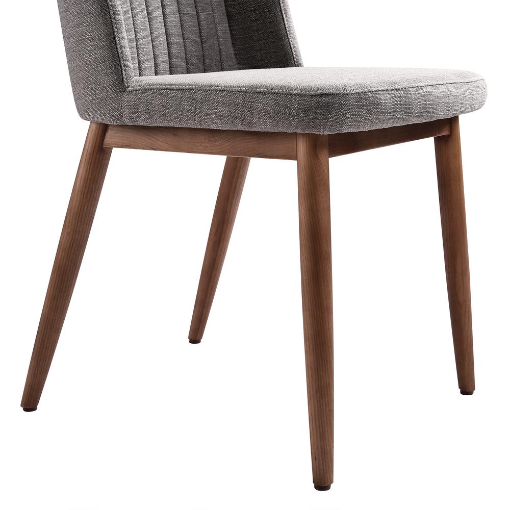 Wade Mid-Century Dining Chair in Walnut Finish and Gray Fabric - Set of 2. Picture 5