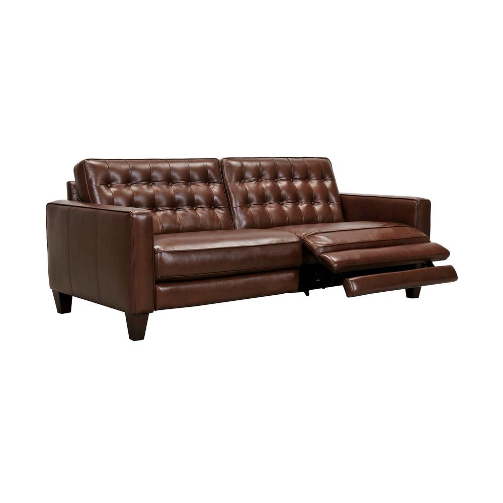 Wesley 81" Leather Power Reclining Tuxedo Arm Sofa, Chestnut. Picture 1