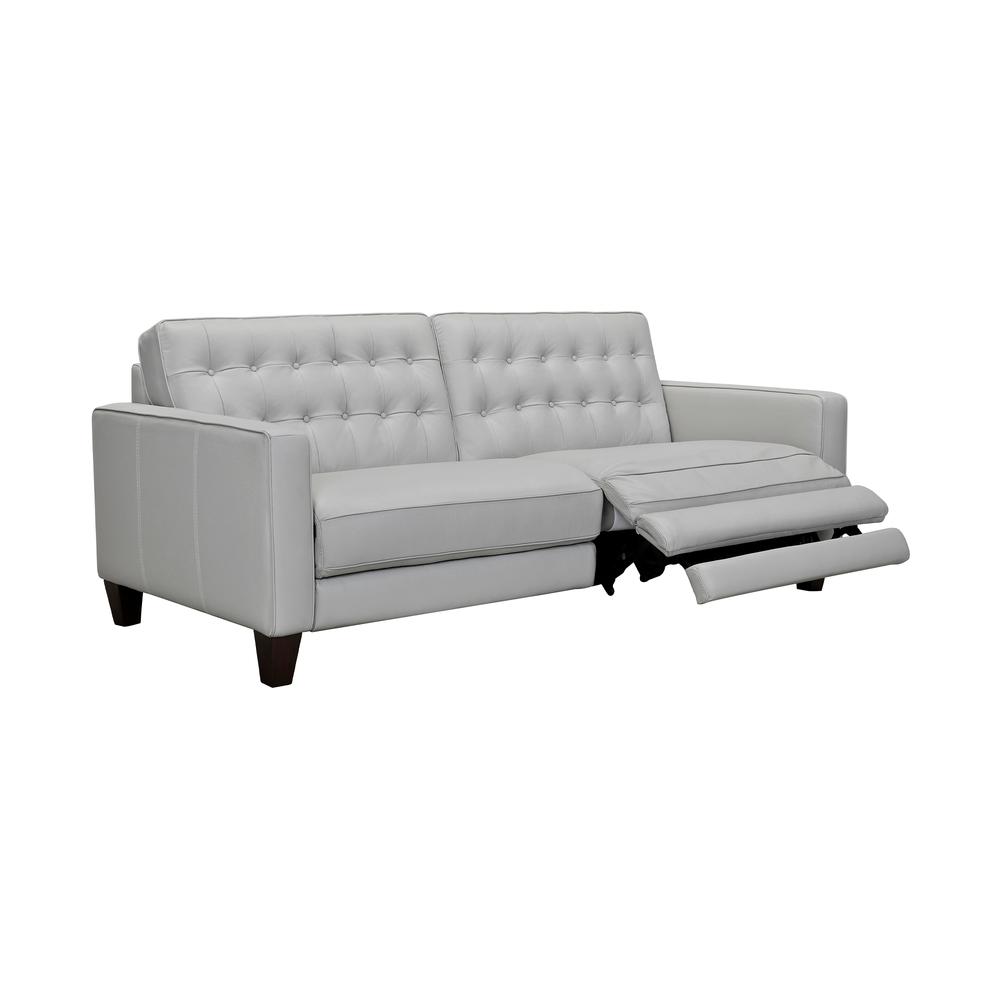 Wesley 81" Leather Power Reclining Tuxedo Arm Sofa, Dove Grey. Picture 1