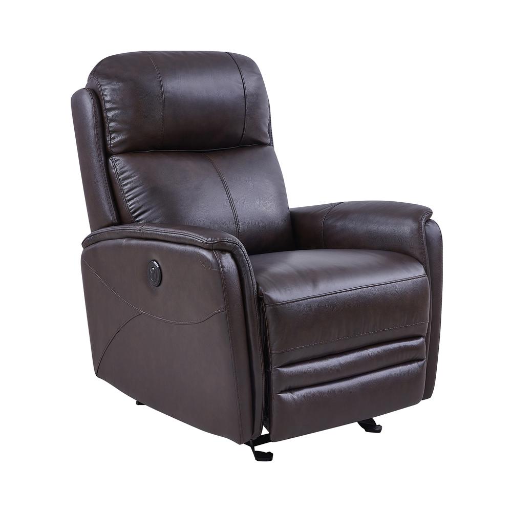 Contemporary Recliner in Dark Brown Genuine Leather. The main picture.