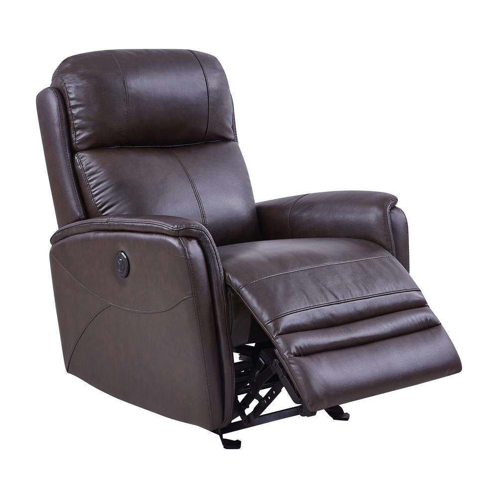 Contemporary Recliner in Dark Brown Genuine Leather. Picture 2