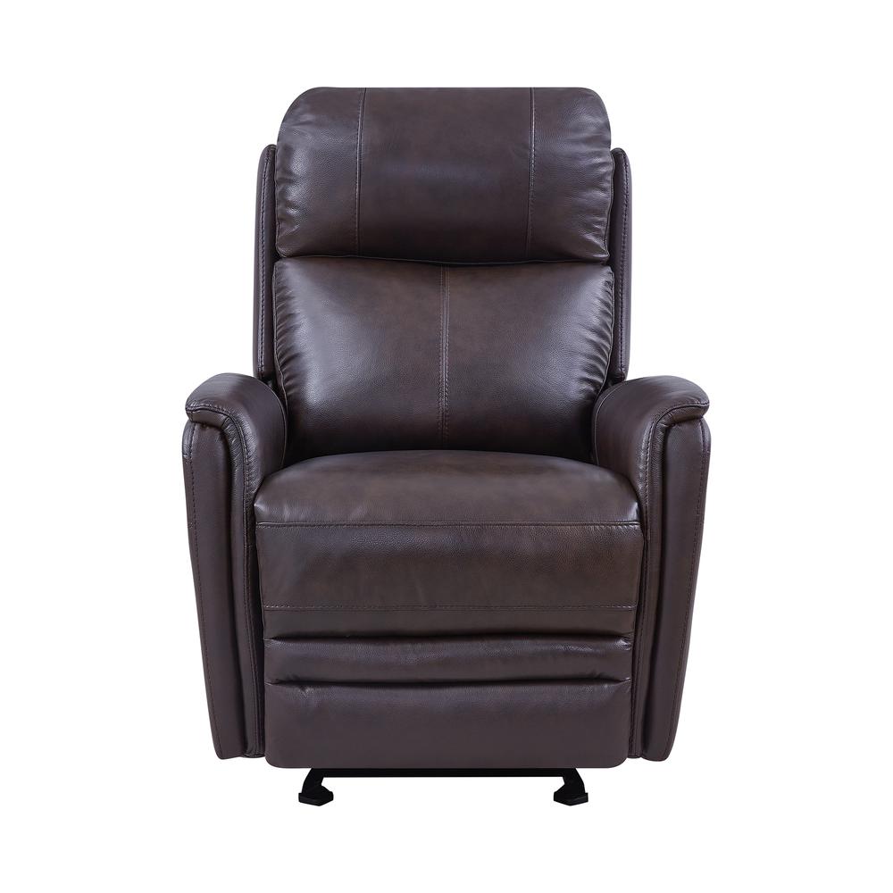Contemporary Recliner in Dark Brown Genuine Leather. Picture 3