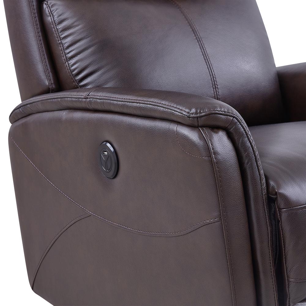 Contemporary Recliner in Dark Brown Genuine Leather. Picture 5