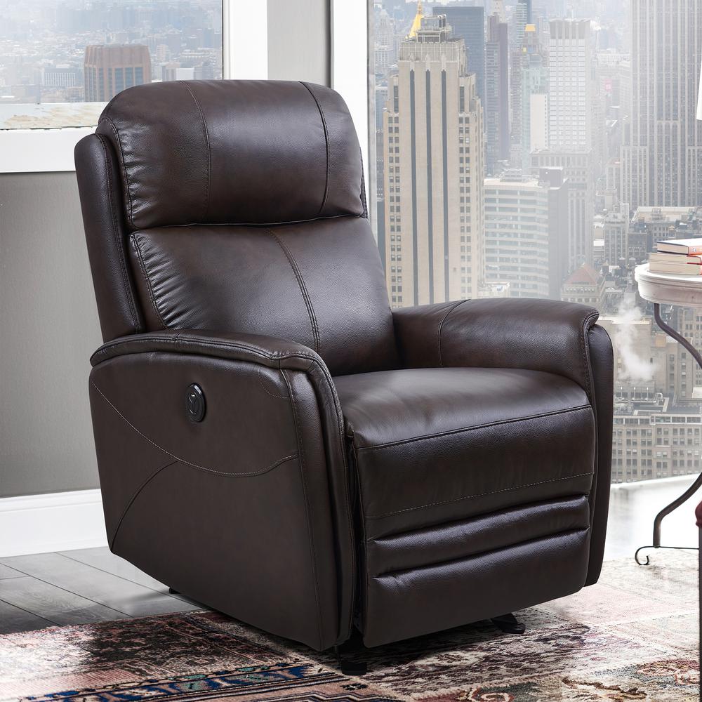 Contemporary Recliner in Dark Brown Genuine Leather. Picture 9