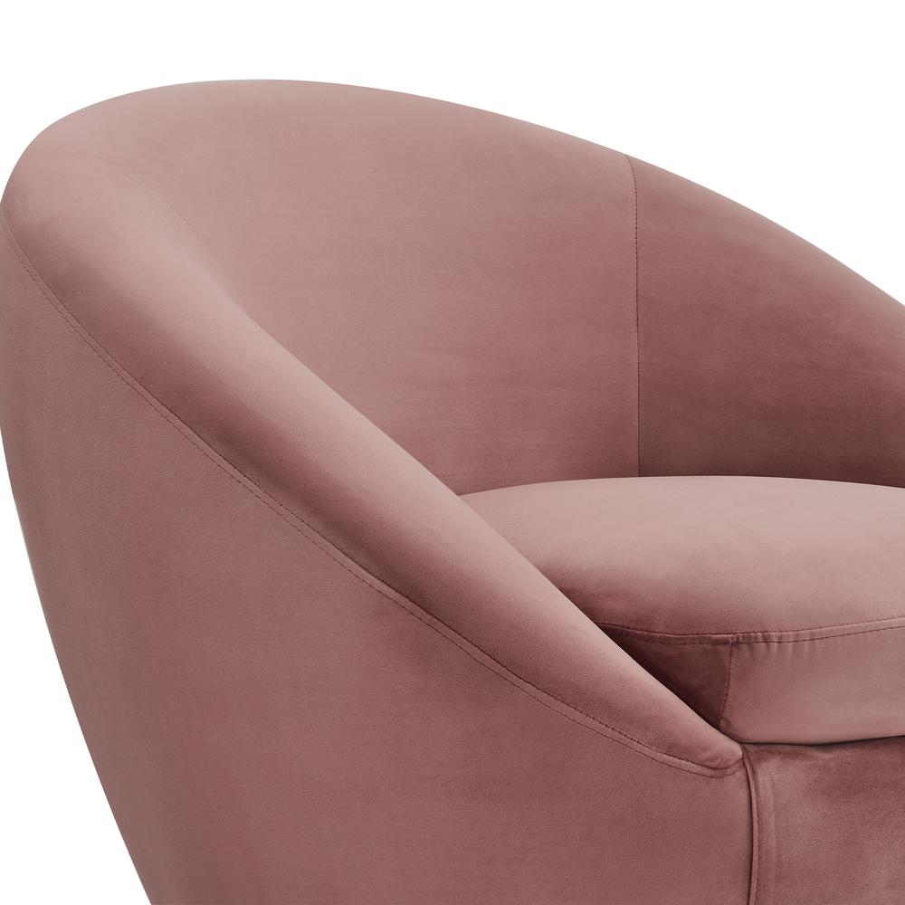 Yves Blush Velvet Swivel Accent Chair with Gold Base. Picture 4