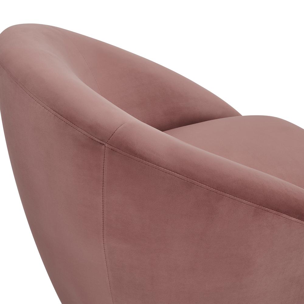 Yves Blush Velvet Swivel Accent Chair with Gold Base. Picture 5