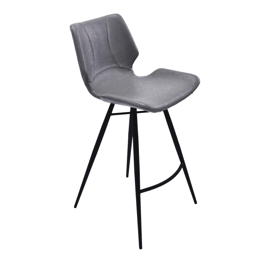 Armen Living Zurich 26" Counter Height Metal Barstool in Vintage Gray Faux Leather and Black Metal Finish. Picture 1