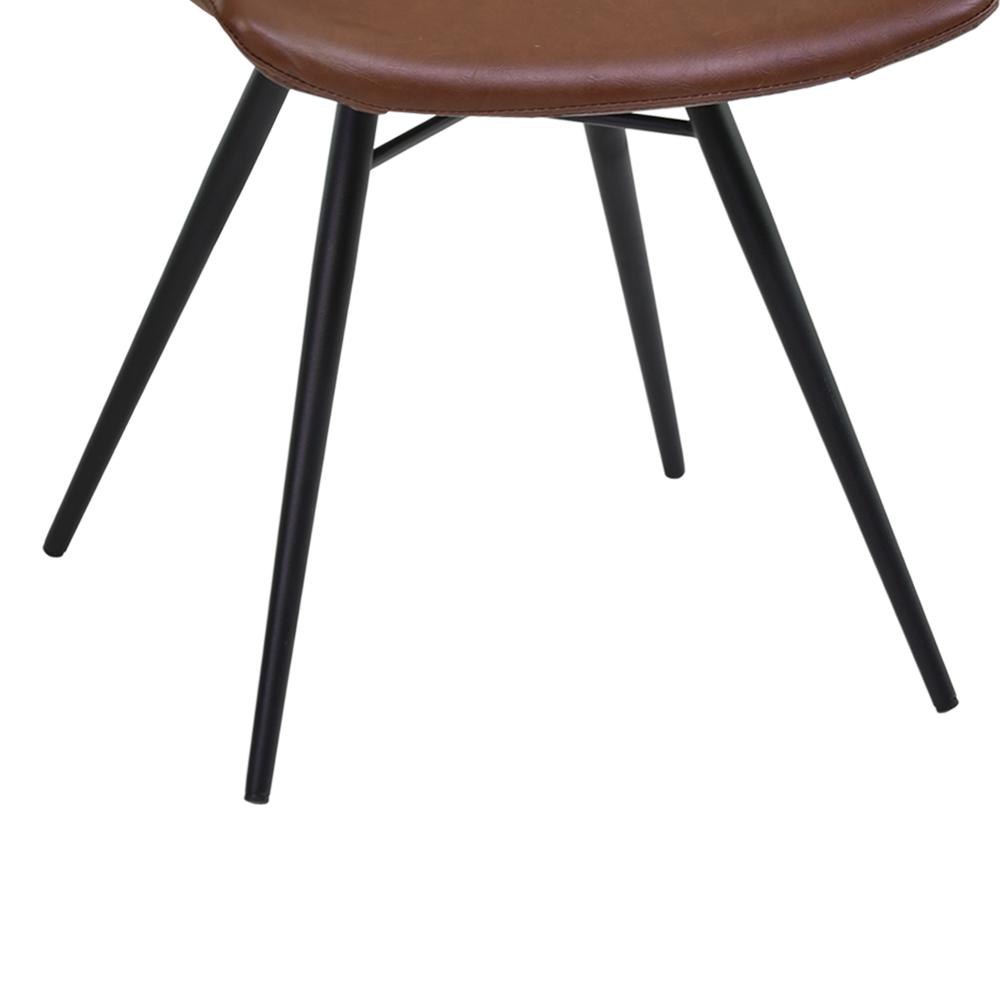 Armen Living Zurich Dining Chair in Vintage Coffee Faux Leather and Black Metal Finish - Set of 2. Picture 5