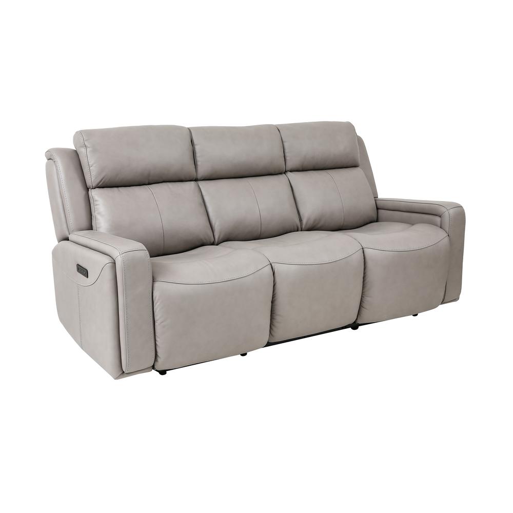 Claude Dual Power Headrest and Lumbar Support Reclining 2 Piece Sofa and Recliner Set in Light Grey Genuine Leather. Picture 1