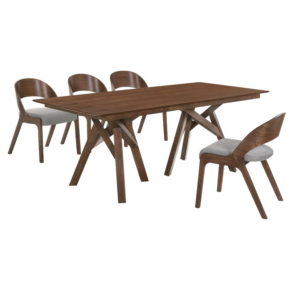 Cortina Polly 5 Piece Walnut Dining Set. Picture 1