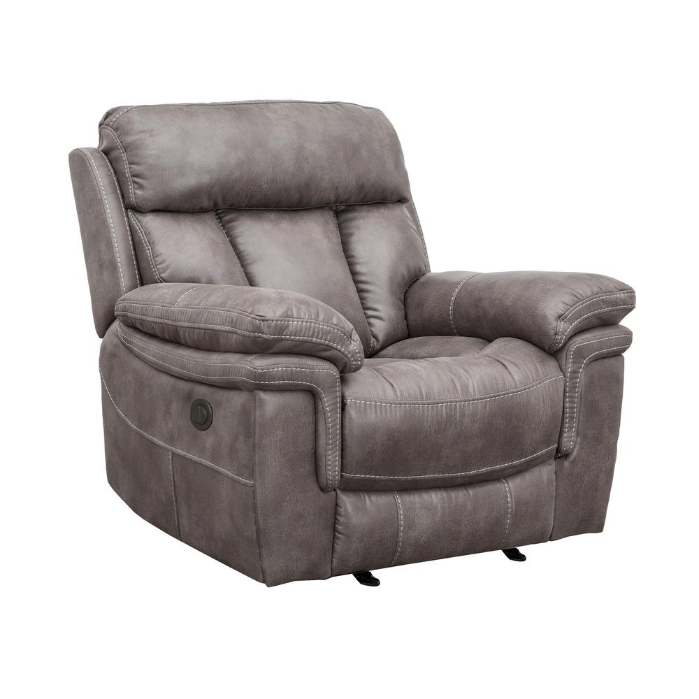 Estelle Power Reclining 2 Piece Sofa and Recliner Set in Gunmetal Fabric. Picture 5
