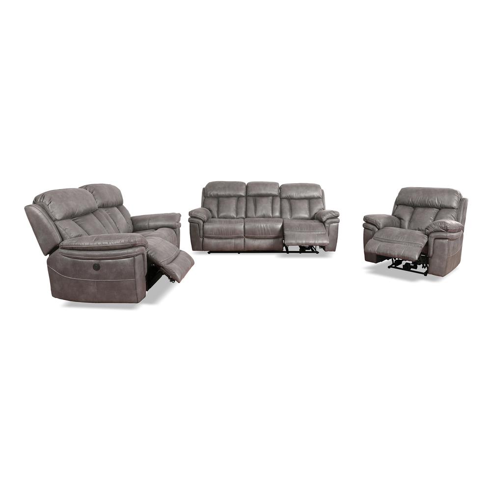 Estelle Power Reclining 3 Piece Living room Set in Gunmetal Fabric. Picture 1