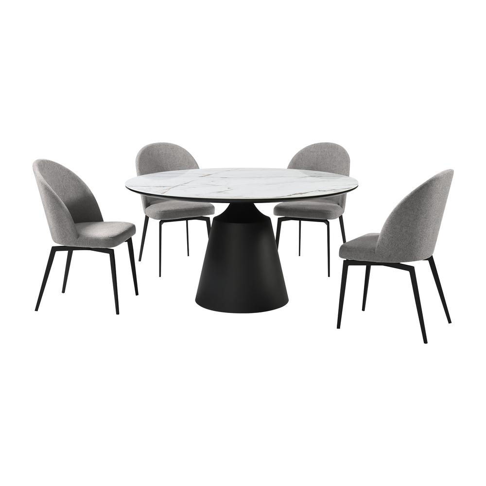 Knox Sunny 5 Piece Dining Set with Gray Fabric Chairs. Picture 1